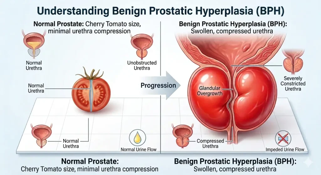 Normal Size / Young Prostate e Enlarged Prostate / 78.5% Larger